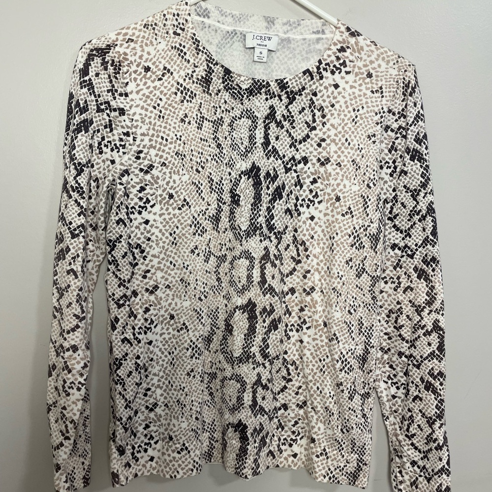 J. Crew Snakeskin Print Sweater 100% cotton Size Small